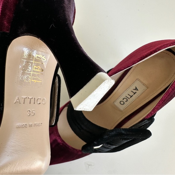 The Attico Elsa Velvet pumps Burgundy plum Black buckle heel EUC US size 5 - Picture 10 of 14